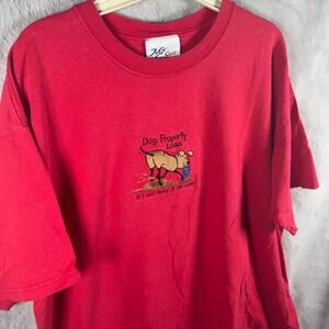Vintage MC Sport Red Dog Property Laws Embroidered Graphic T-Shirt Mens XL